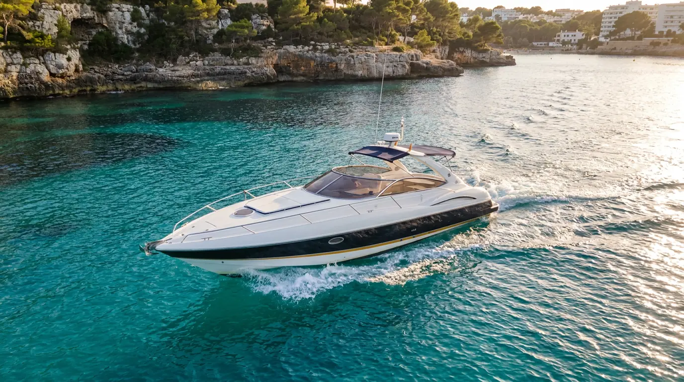 Bootscharter in einer türkisen Bucht auf Mallorca
